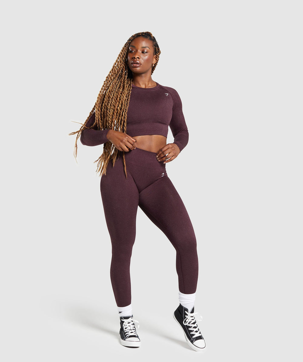 Adapt Fleck Seamless Long Sleeve Crop Top Depth Purple/ Steel Purple