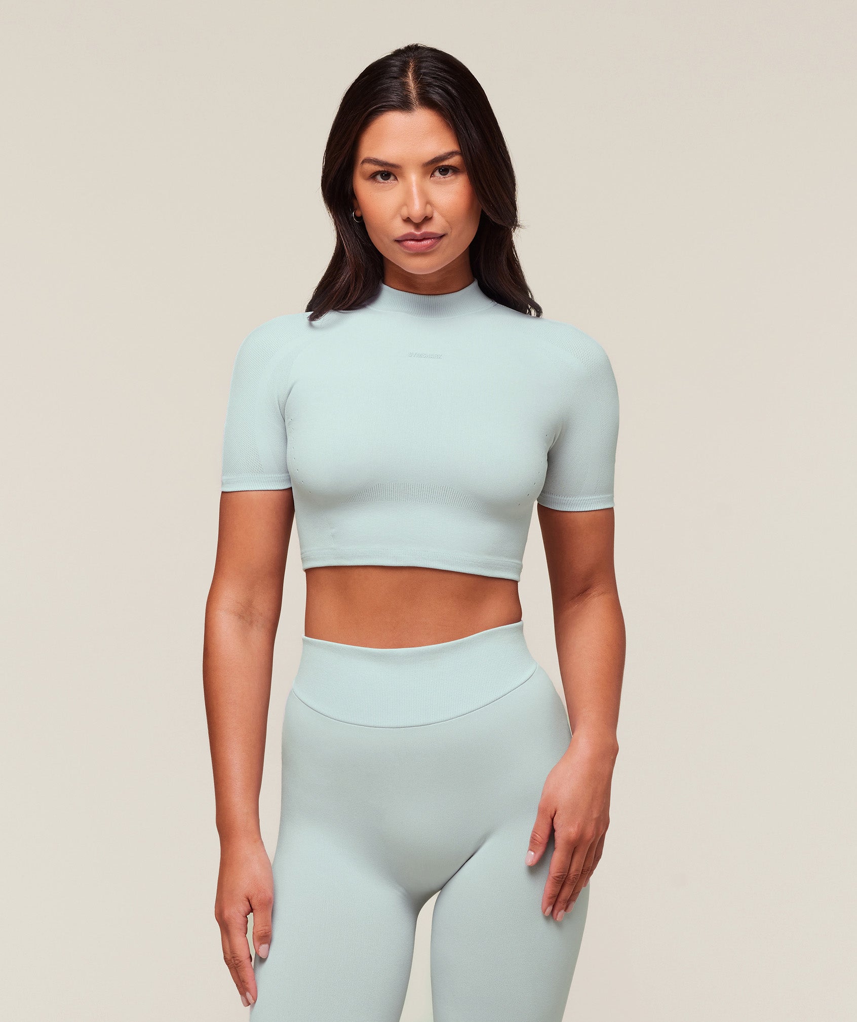 everywear Warp Knit Crop Top Frost Blue