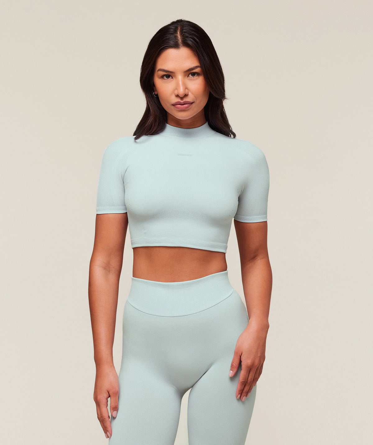 everywear Warp Knit Crop Top Frost Blue