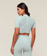 everywear Warp Knit Crop Top Frost Blue