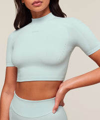 everywear Warp Knit Crop Top Frost Blue