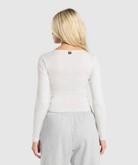 Rib Long Sleeve Top White Marl