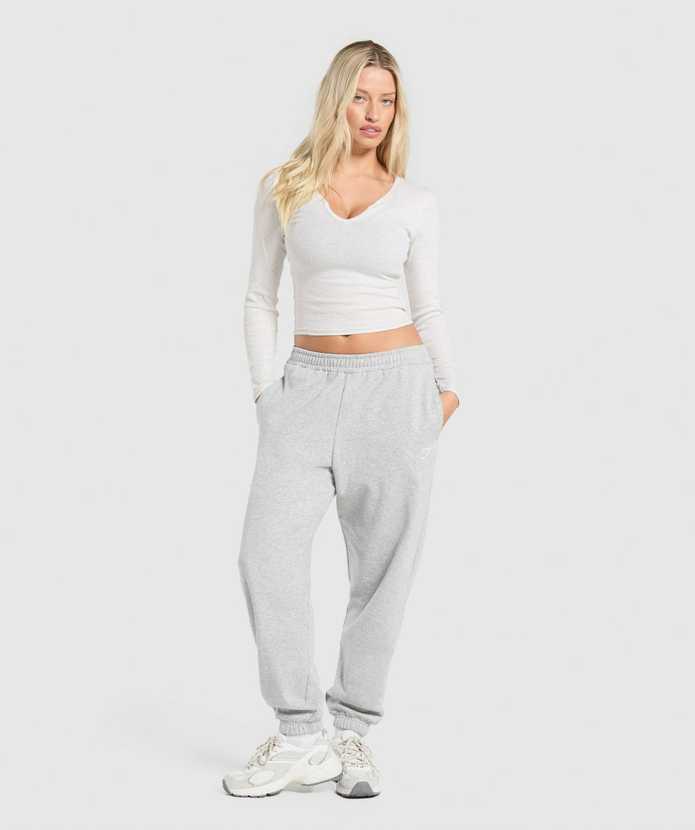 Rib Long Sleeve Top White Marl