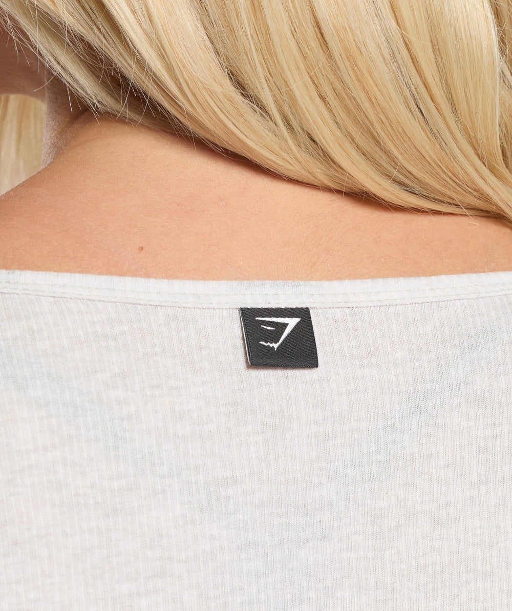 Rib Long Sleeve Top White Marl