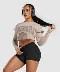 Lifting 2 In 1 Long Sleeve Crop Top Stone Pink
