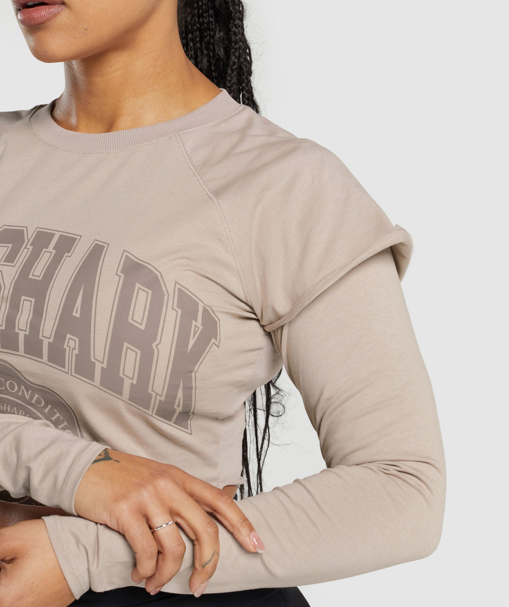 Lifting 2 In 1 Long Sleeve Crop Top Stone Pink