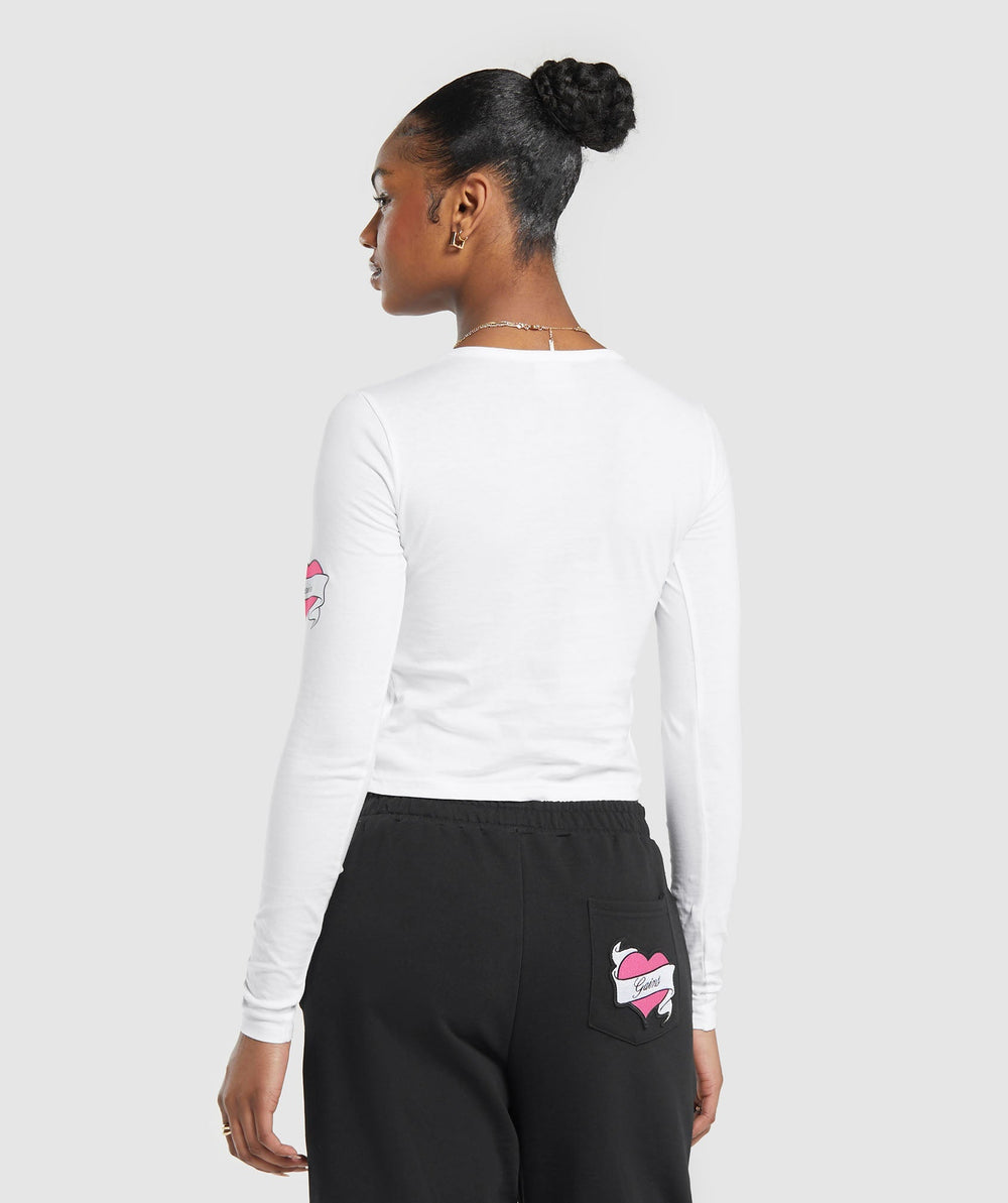 Tattoo Midi Long Sleeve T-Shirt White