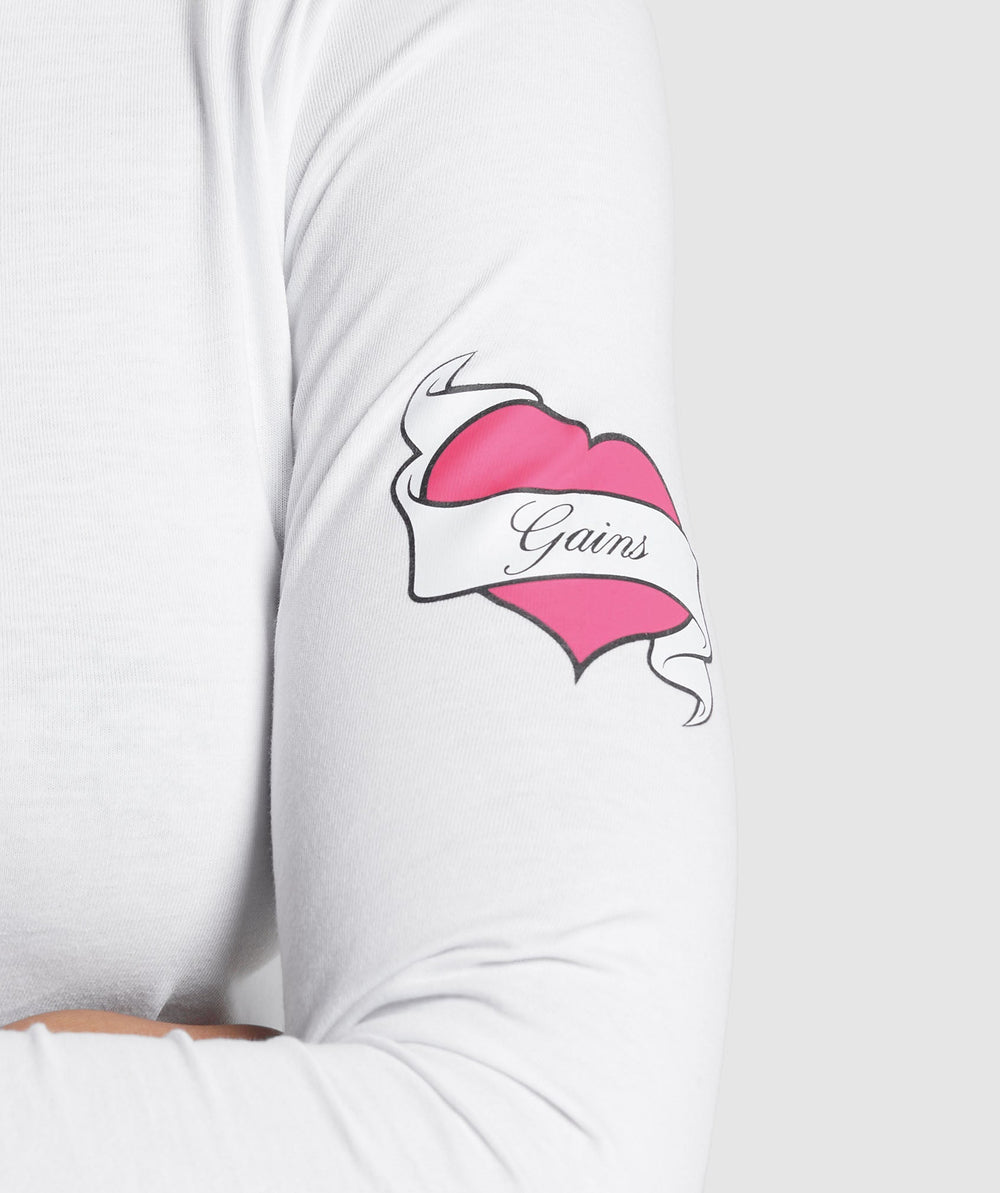 Tattoo Midi Long Sleeve T-Shirt White