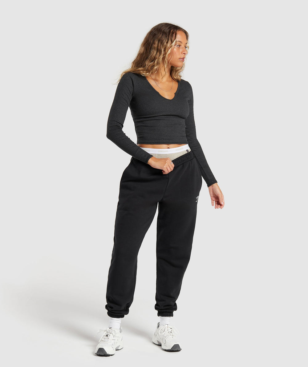 Rib Long Sleeve Top Midnight Black Marl