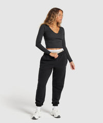 Rib Long Sleeve Top Midnight Black Marl