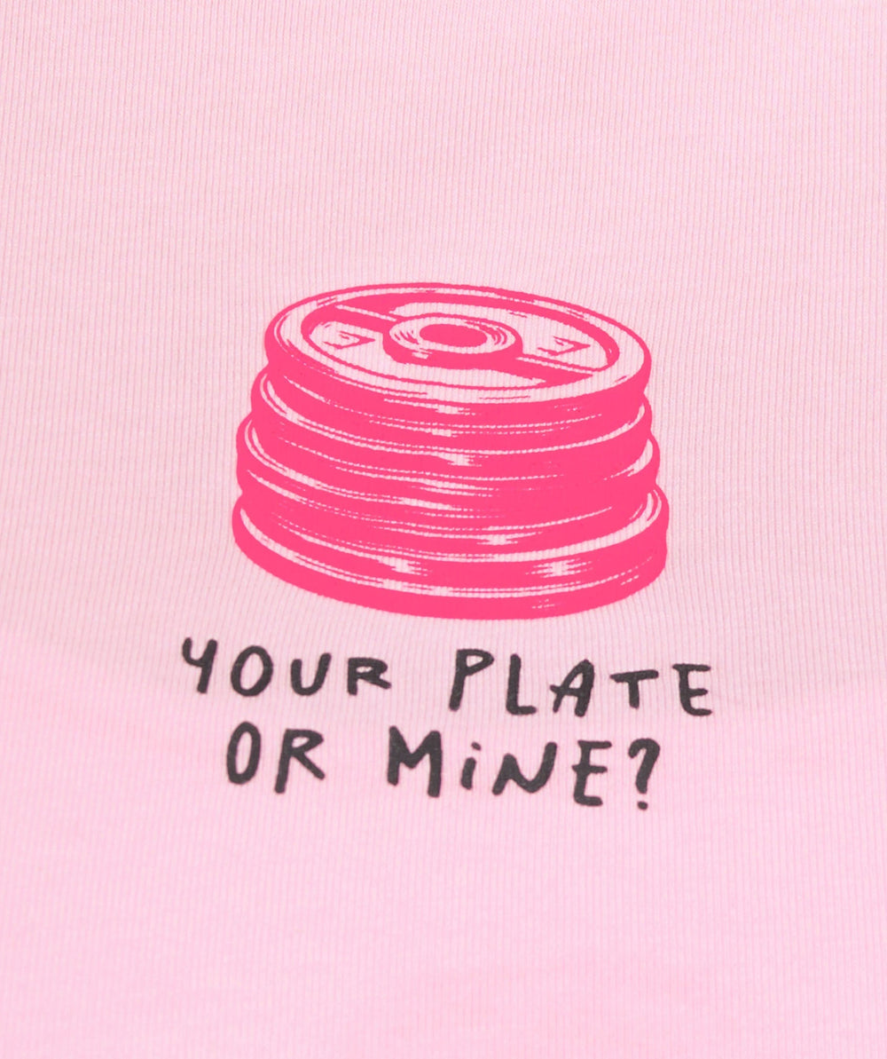 Your Plate or Mine Baby Tee Dolly Pink