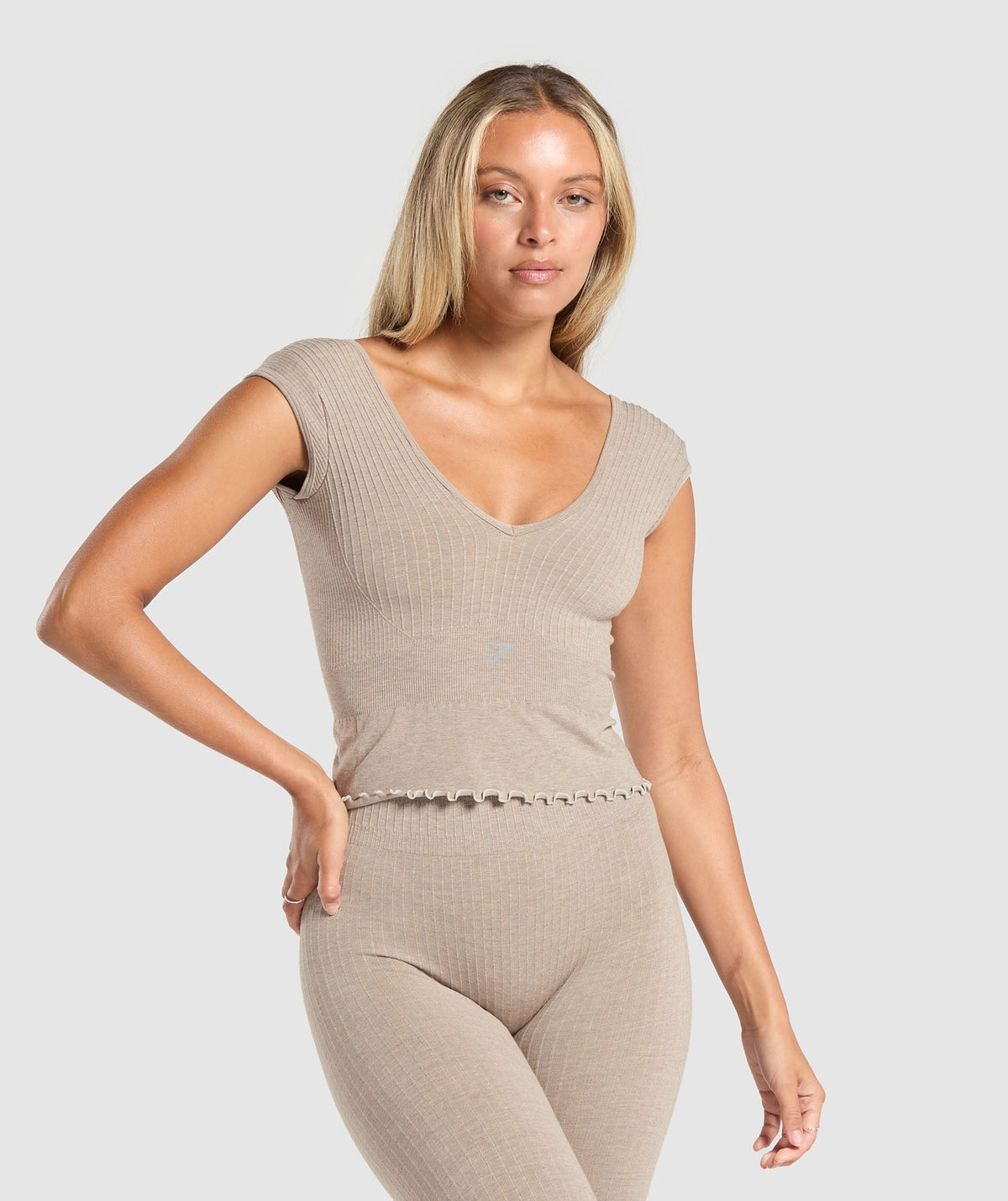Luxe Seamless Crop Top Pebble Brown Marl