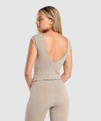 Luxe Seamless Crop Top Pebble Brown Marl