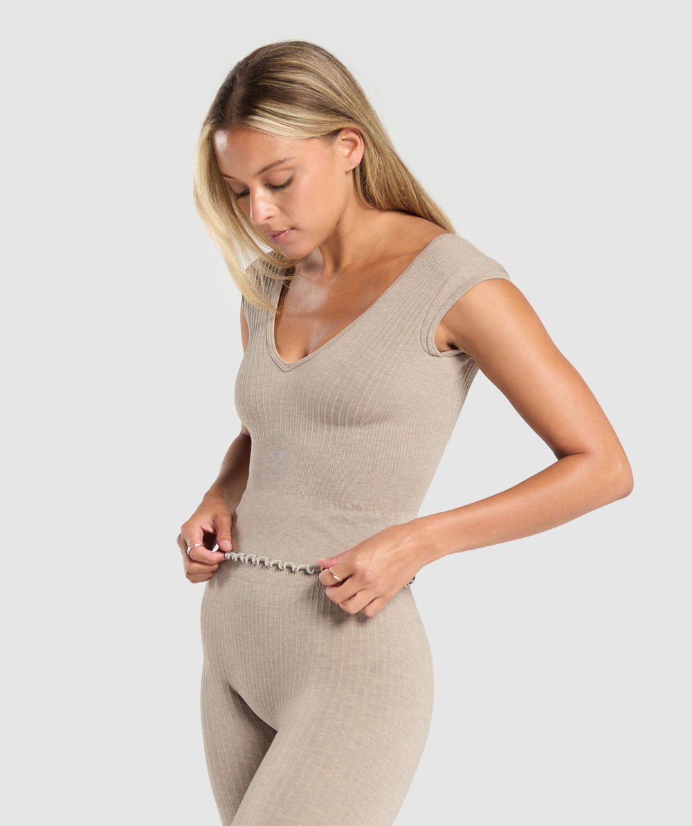 Luxe Seamless Crop Top Pebble Brown Marl