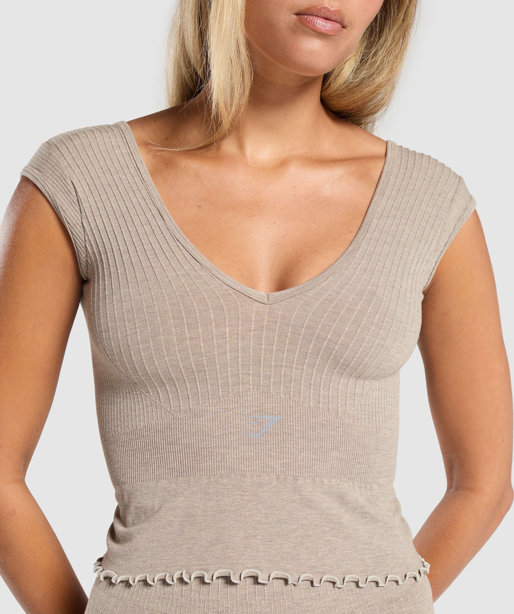 Luxe Seamless Crop Top Pebble Brown Marl