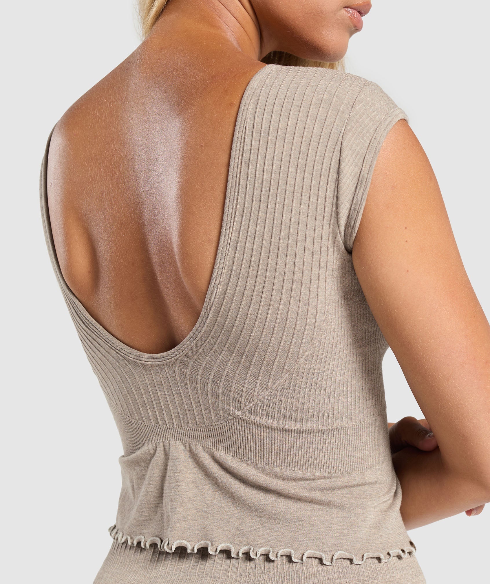 Luxe Seamless Crop Top Pebble Brown Marl