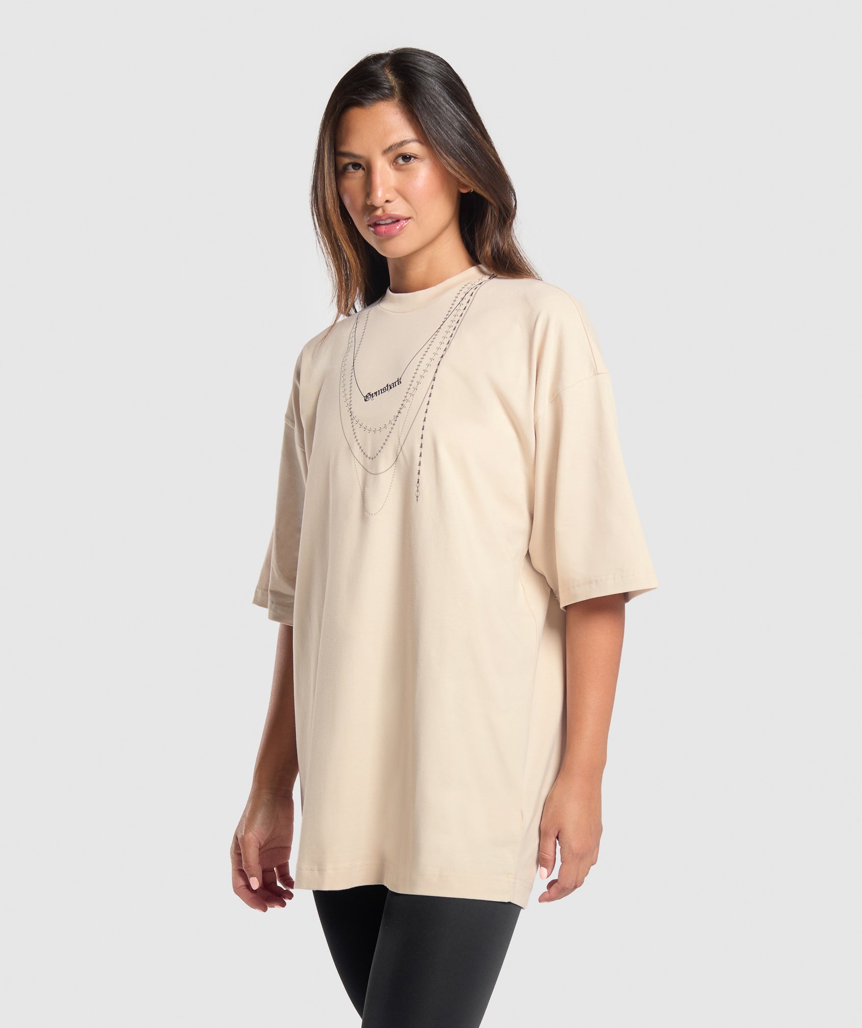 Elevate Chain Oversized T-Shirt Cream Beige