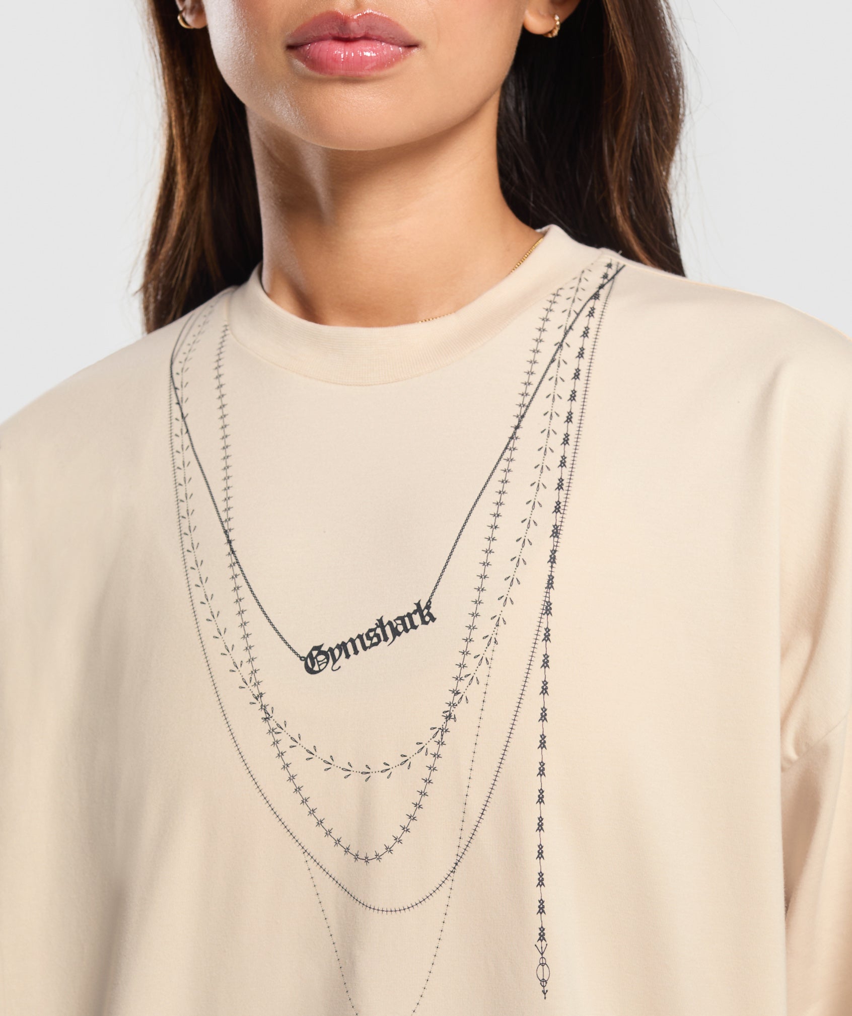 Elevate Chain Oversized T-Shirt Cream Beige