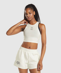 Care Label Graphic Cropped Tank Soft White