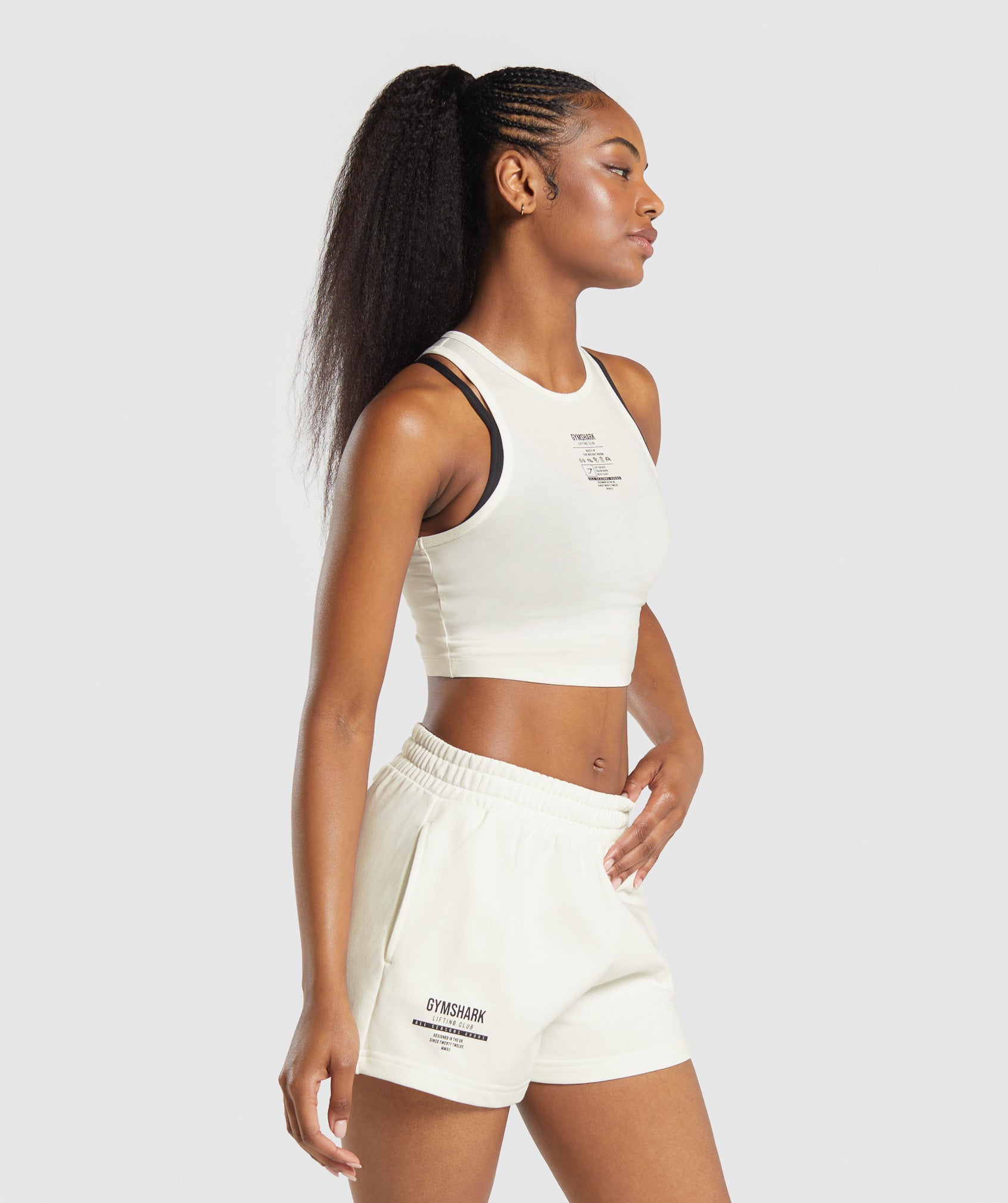 Care Label Graphic Cropped Tank Soft White