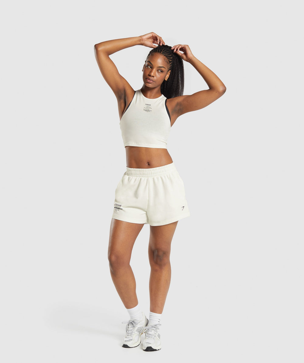 Care Label Graphic Cropped Tank Soft White