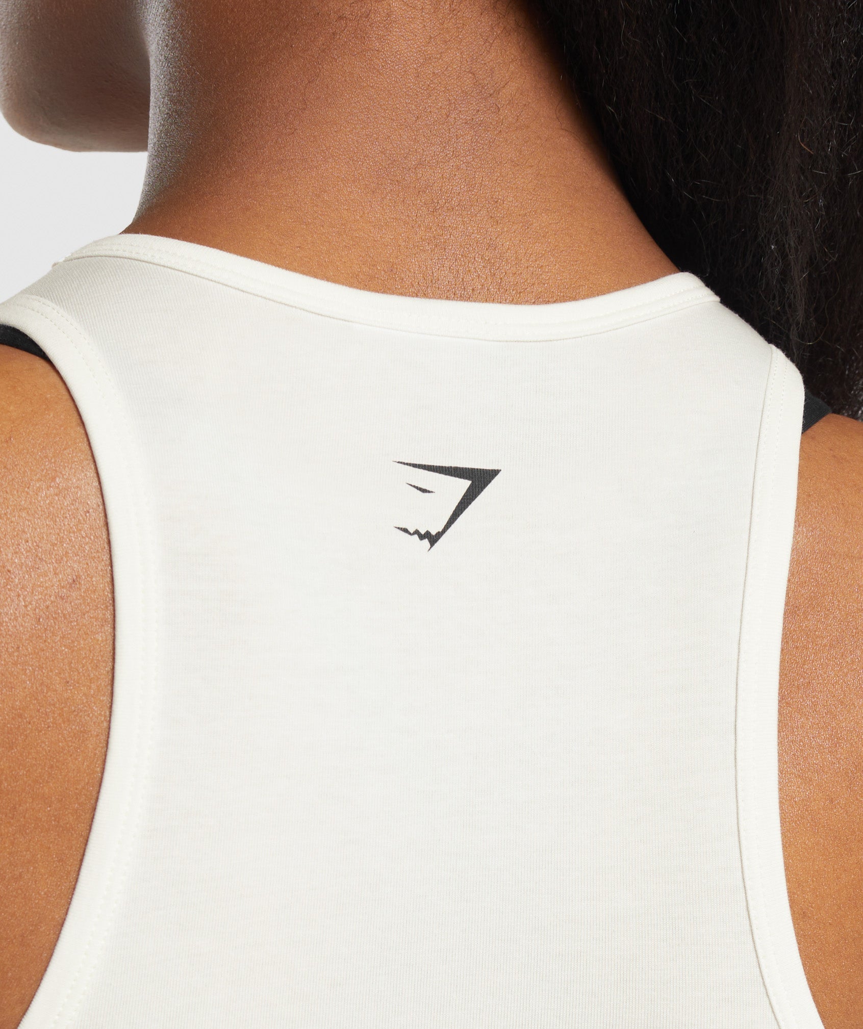 Care Label Graphic Cropped Tank Soft White