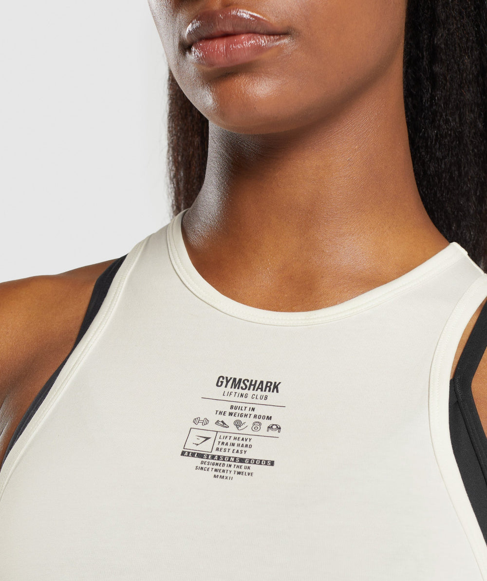Care Label Graphic Cropped Tank Soft White