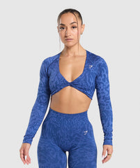 Adapt Safari Long Sleeve Crop Top Wave Blue/Iris Blue