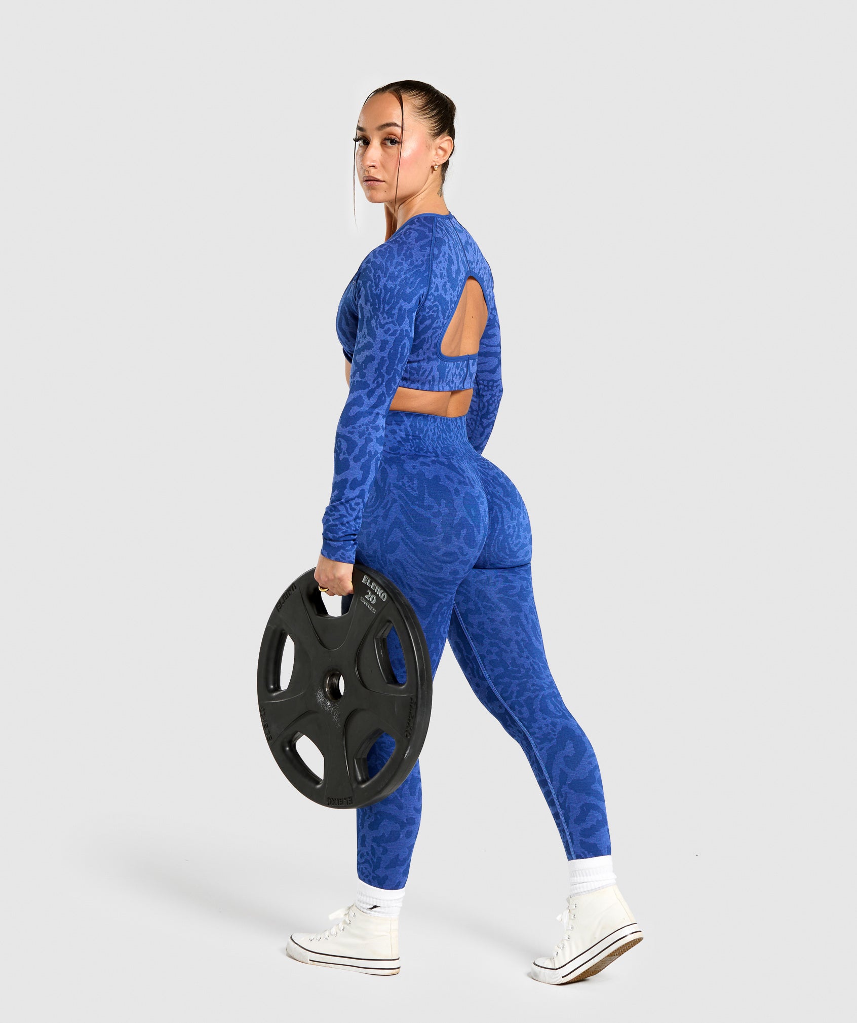 Adapt Safari Long Sleeve Crop Top Wave Blue/Iris Blue