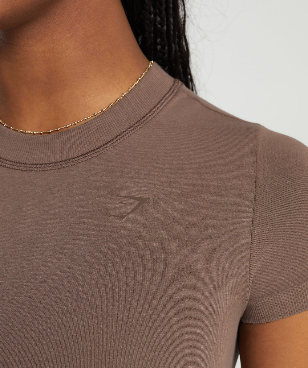 Cotton Seamless Crop Top Soft Brown