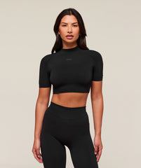 everywear Warp Knit Crop Top Black