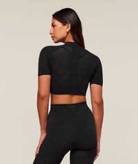 everywear Warp Knit Crop Top Black