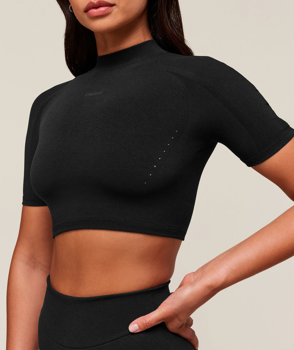 everywear Warp Knit Crop Top Black