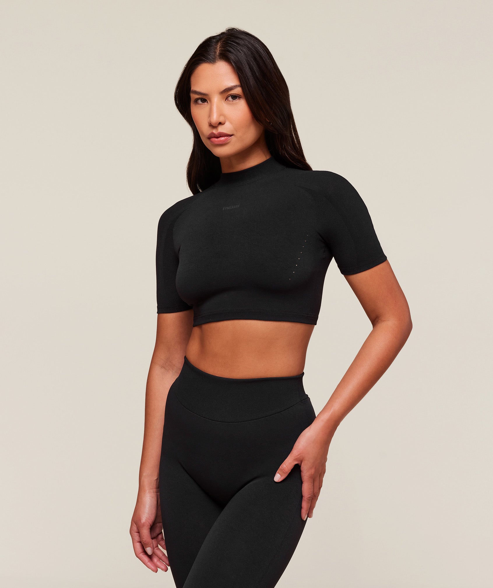 everywear Warp Knit Crop Top Black