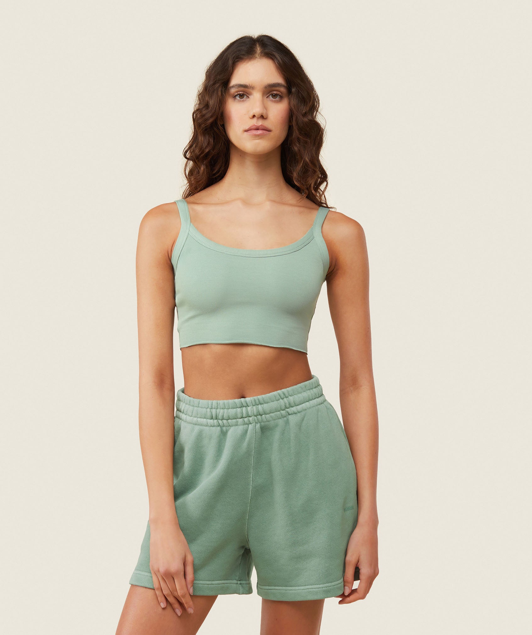 everywear Ribbed Tank Dollar Green