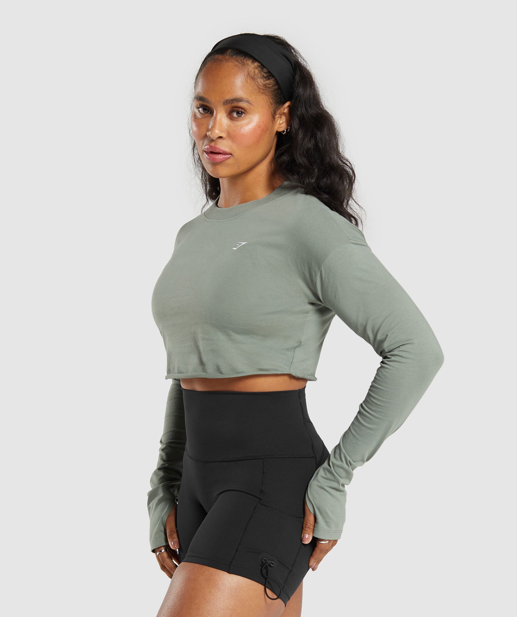 Lifting Long Sleeve Crop Top Unit Green