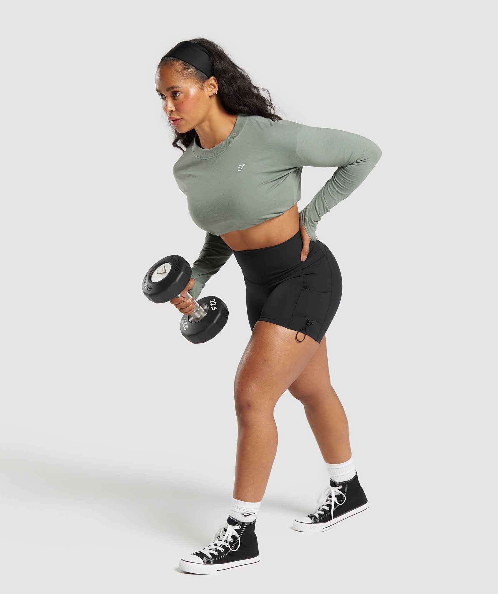 Lifting Long Sleeve Crop Top Unit Green