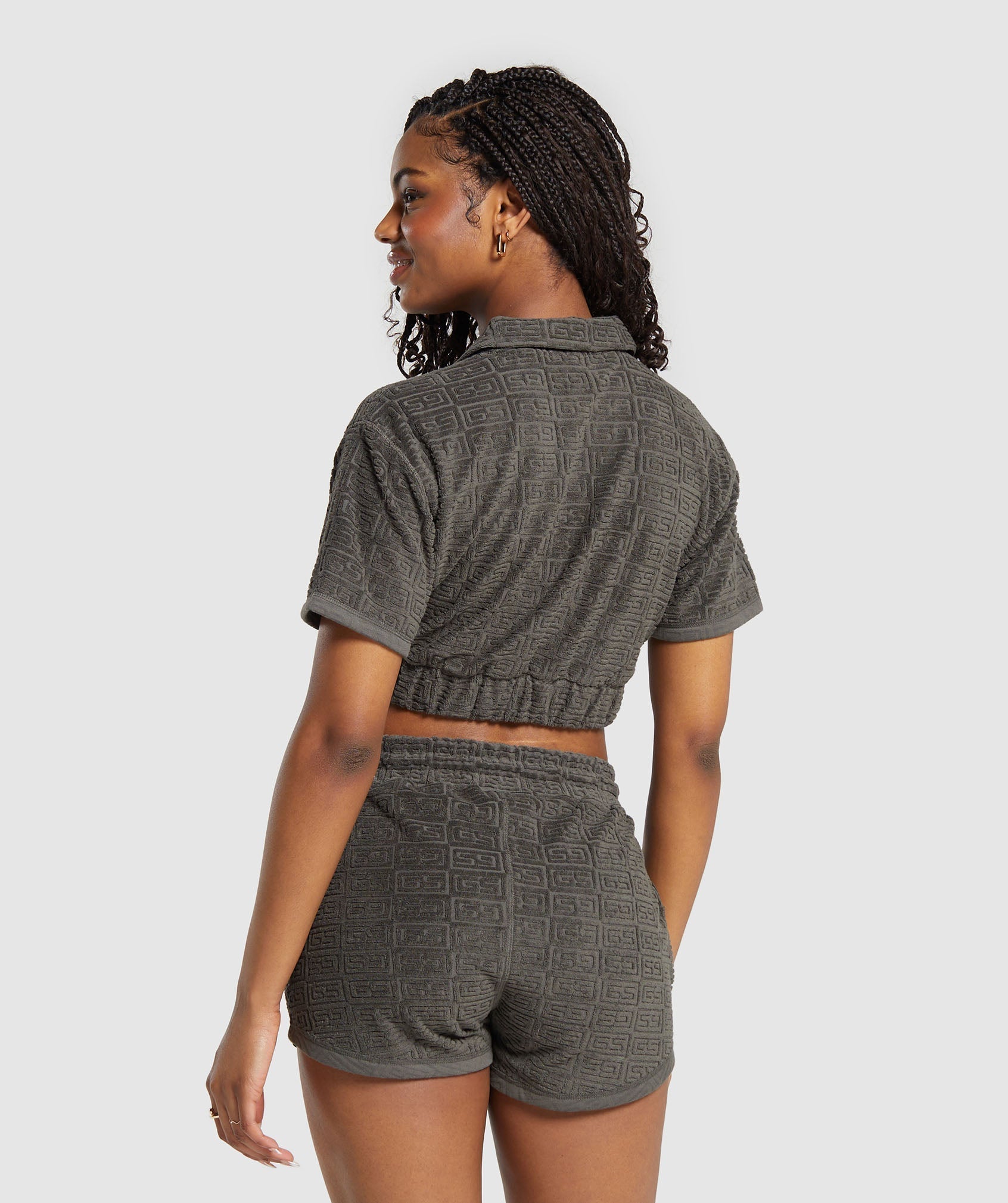 Monogram Towel Crop Top Strength Green