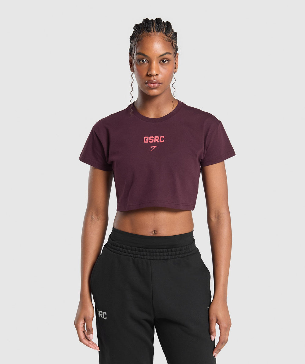 Running Graphic Crop Top Depth Purple