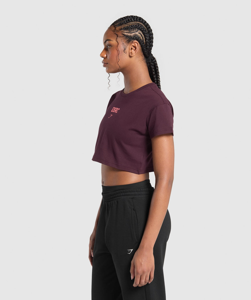 Running Graphic Crop Top Depth Purple
