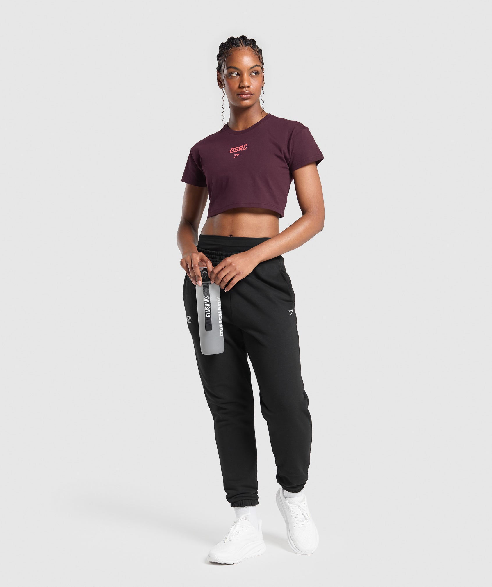 Running Graphic Crop Top Depth Purple