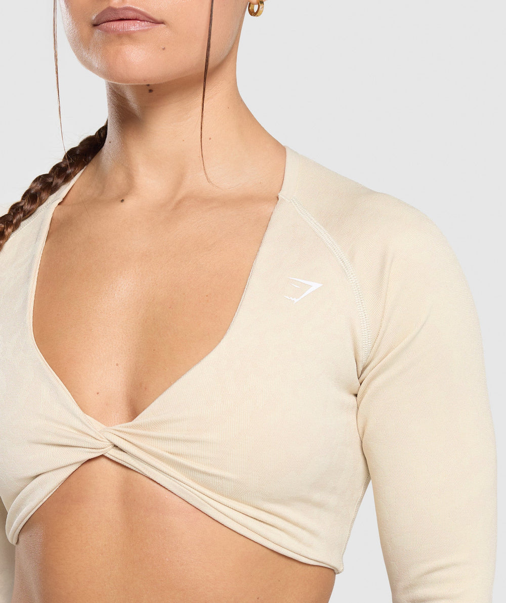 Adapt Safari Long Sleeve Crop Top Ecru White/Cream Beige
