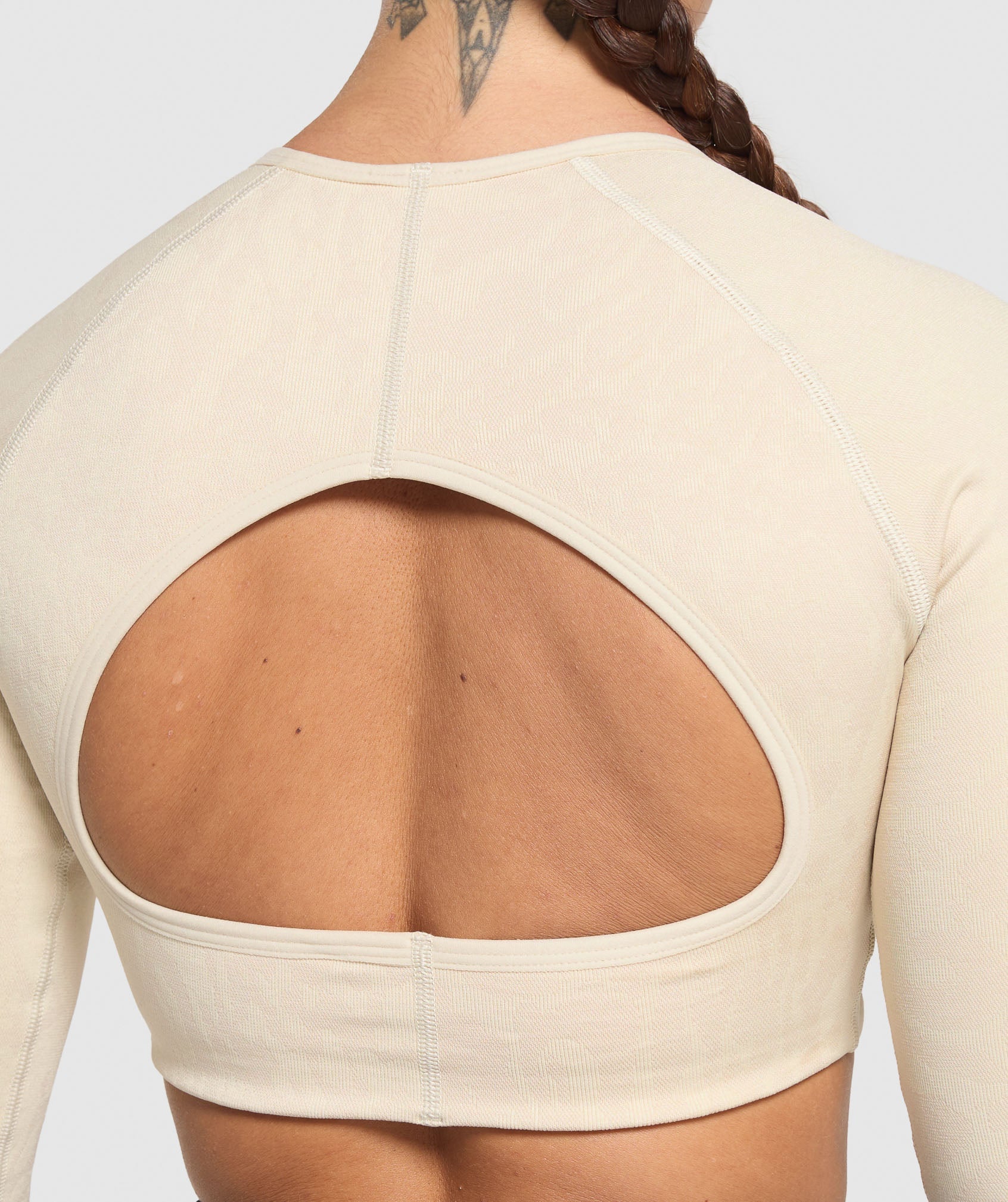 Adapt Safari Long Sleeve Crop Top Ecru White/Cream Beige