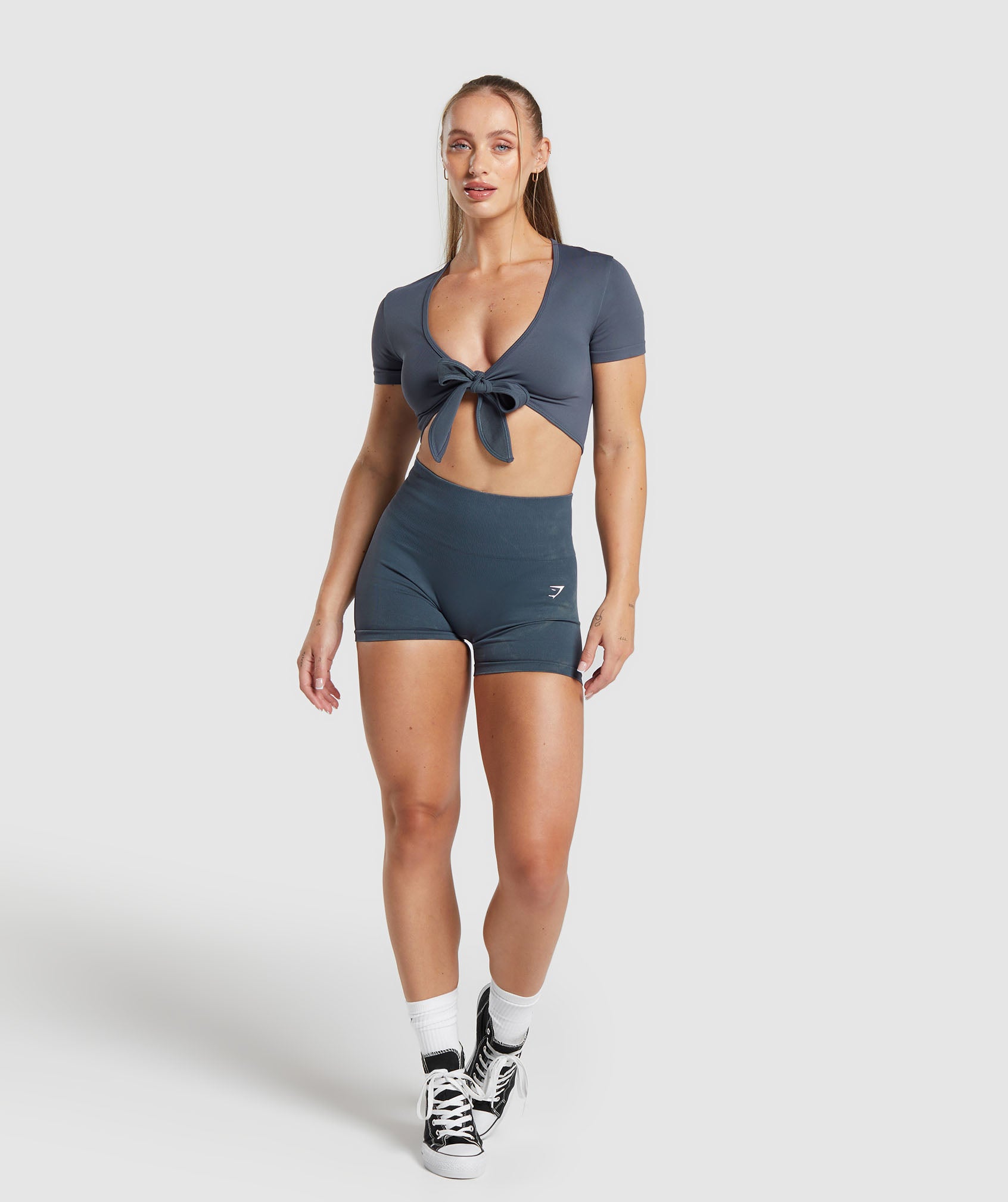 Gains Seamless Fitted Crop Top Titanium Blue