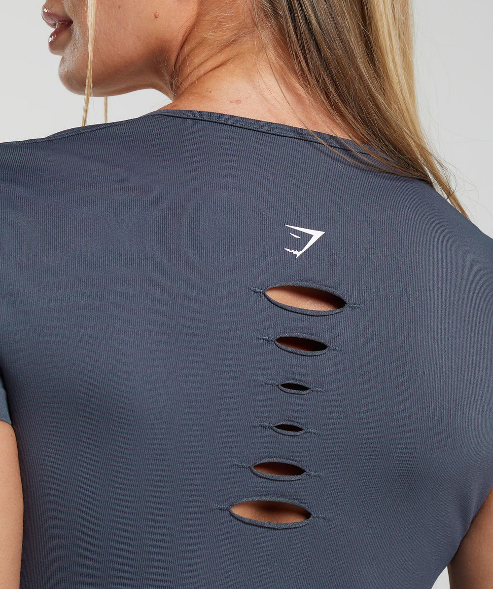 Gains Seamless Fitted Crop Top Titanium Blue