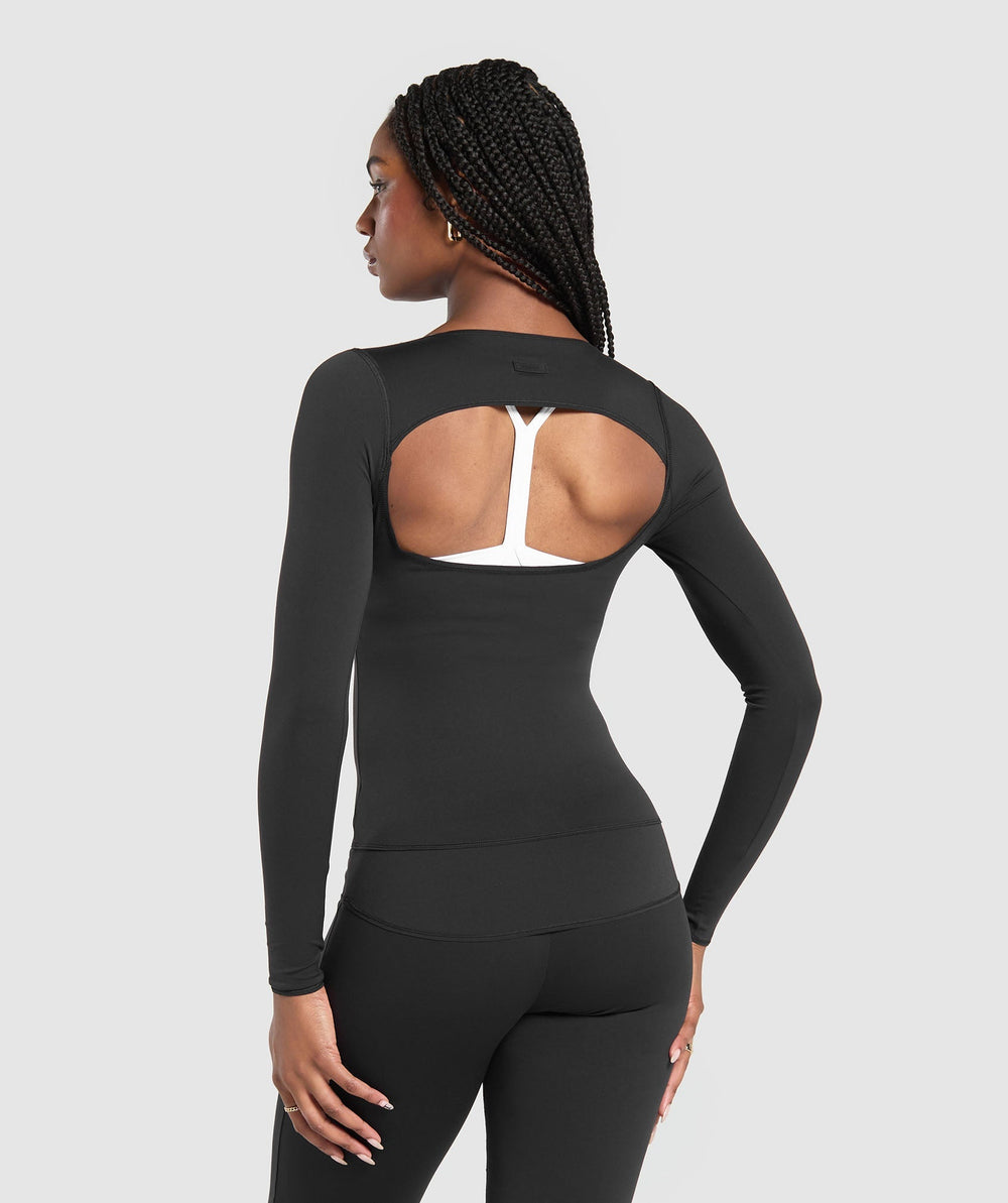 Rest Day Luxe Long Sleeve Top Black