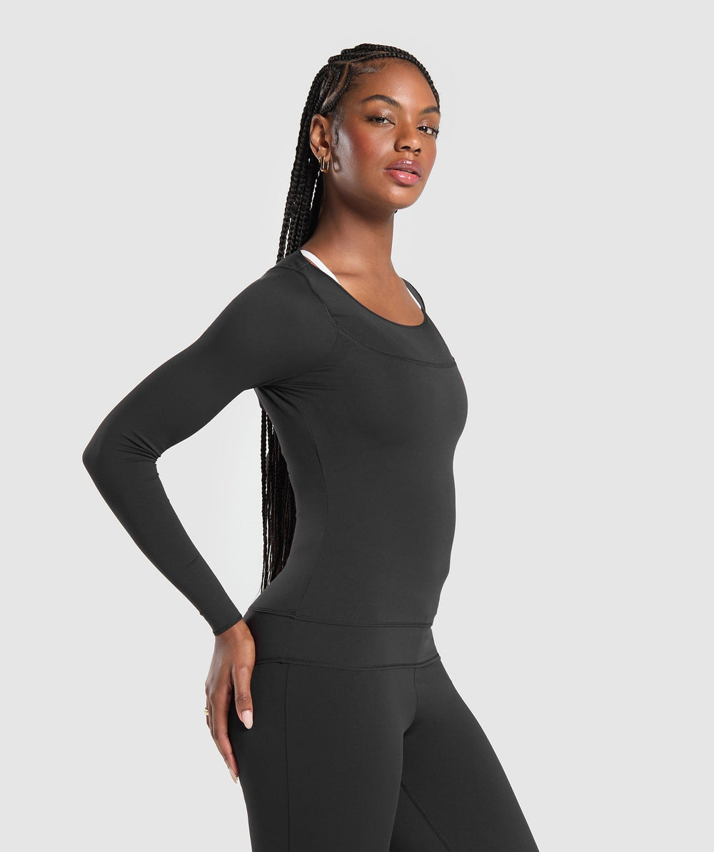 Rest Day Luxe Long Sleeve Top Black