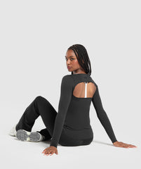 Rest Day Luxe Long Sleeve Top Black