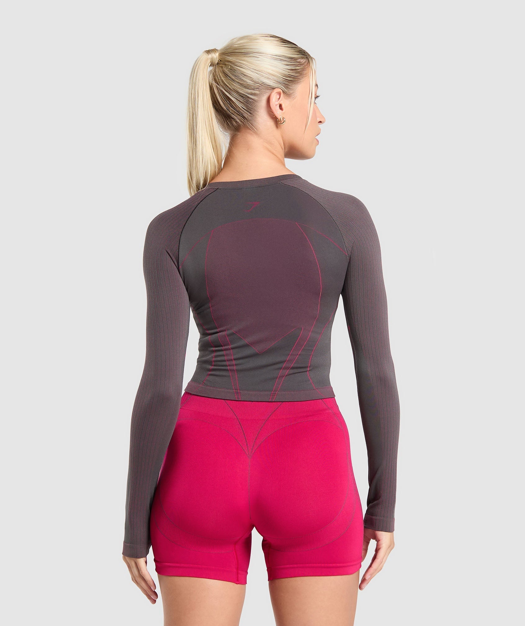 Apex Contrast Long Sleeve Top Asphalt Grey/Build Pink
