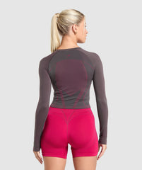Apex Contrast Long Sleeve Top Asphalt Grey/Build Pink